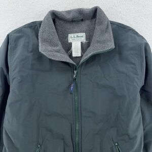 Vtg LL Bean Warm-Up Jacket Large Tall Green‎ Fleece Lined Full Zip Outdoor Coat